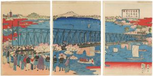 Eisai / The View of  the Mukoujima and the Mount Kinryu from the Azumabashi, the Bridge, Tokyo [東京吾妻橋ヨリ金龍山及び向島眺望の図]