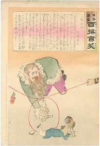 清親「日本万歳 百撰百笑　新釣狐　骨皮道人」