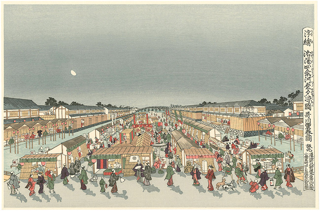 豊春「浮絵　洛陽四条河原夕涼図【復刻版】」