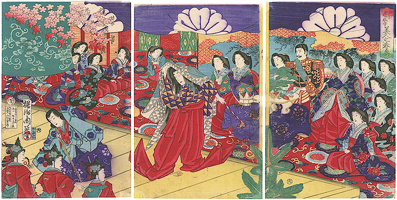 周延「比能道成寺　美人之春興」