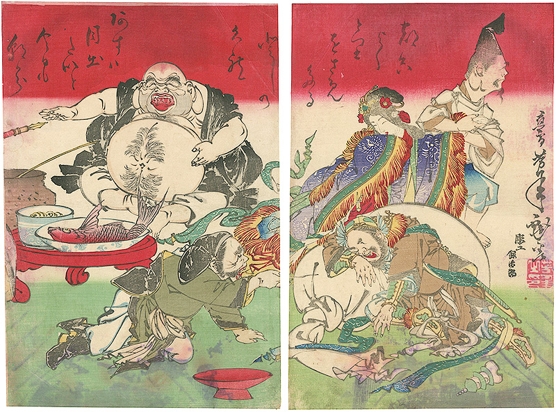 芳年「七福神酒宴之図」