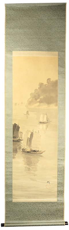 吉田博「肉筆画幅　春の海」