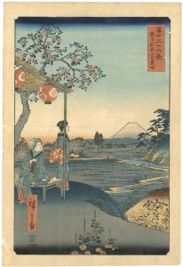 Hiroshige I / 36 Views of Mt. Fuji : The Teahouse with the View of Mt. Fuji at Zoshigaya [冨士三十六景　雑司がや不二見茶屋]
