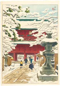 Ito Shinsui / Snowscape of Honmonji Temple at Ikegami