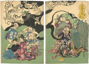 Kyosai / Figures from Otsu-e Paintings of the Floating World in a Drunken Stupor  [浮世絵大津之連中酔眠の図]