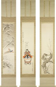 北沢楽天・省耕・文藝 / Scroll Painting : Momotaro, Dog, Monkey and Pheasant