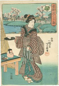 Yoshifuji / Competitions of Flowers in the Eastern Capital / Cherry Blossoms at Mukojima [東都花くらべ　向嶋のさくら]