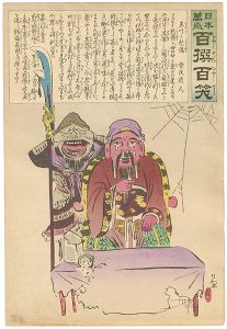 清親「日本万歳 百撰百笑　患吁と愁傷　骨皮道人」