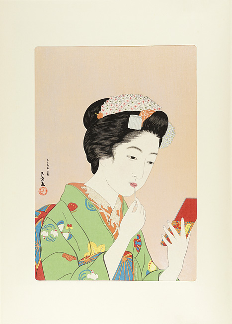Hashiguchi Goyo “The Woman Who Has a Lipstick Brush  【Reproduction】”