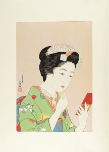 Hashiguchi Goyo / The Woman Who Has a Lipstick Brush  【Reproduction】