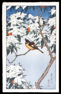 吉田遠志「積雪の葉かげに」