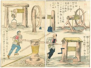 文部省発行教育錦絵 : 衣喰住之内家職幼絵解之図　数理図　輪軸