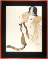 Woman embrace a black cat