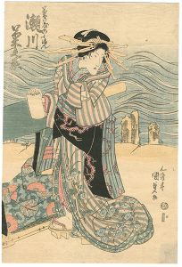 Kunisada I / Kabuki Actors Prints / Segawa Kikunojo as Koman, Kikunoya  [菊の屋の小まん　瀬川菊之丞]