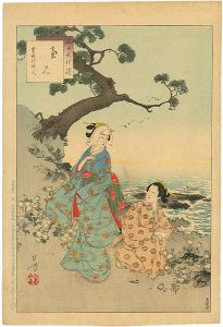 年方「三十六佳撰　菊見　寛保頃婦人」
