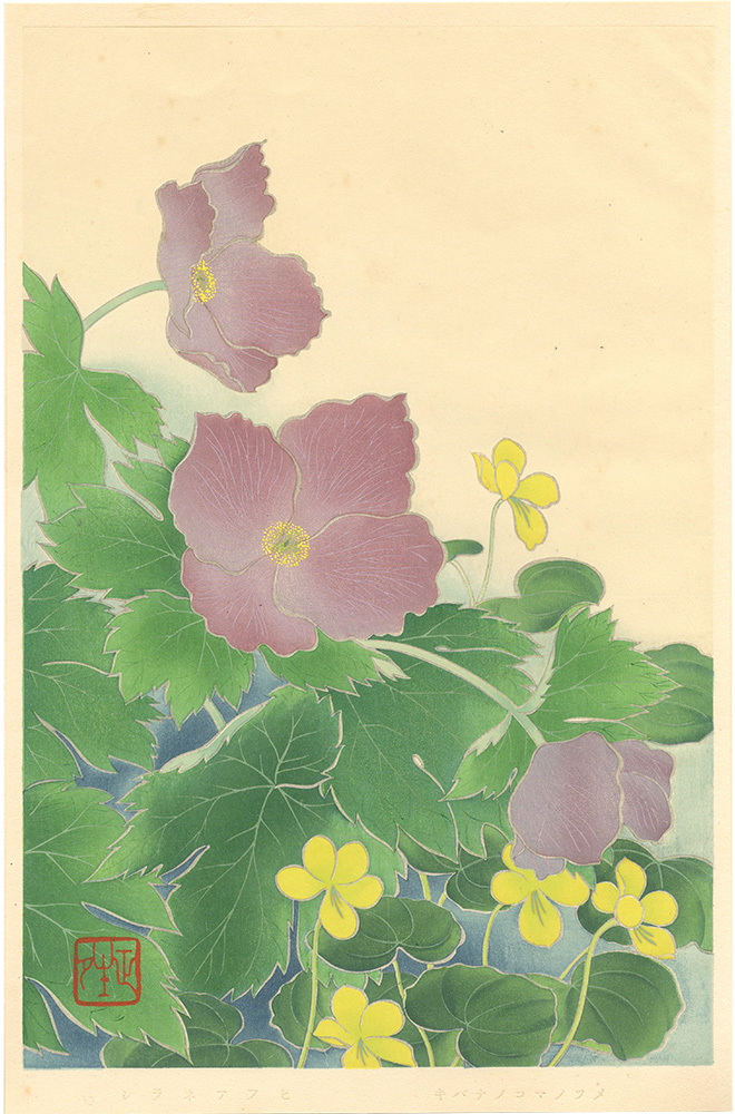Inoue Masaharu “Japanese Alpine Plants / Viola Biflora and Glaucidium Palmatum”