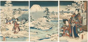Toyokuni III, Hiroshige II	 / Genji by Collaborating Brushes / Snow in the Garden [合筆源氏　庭中之雪]