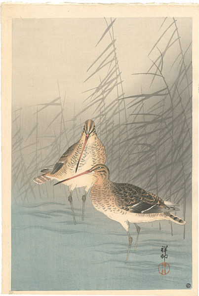 Ohara Koson(Shoson) “Snipe and Reeds in a Stream”