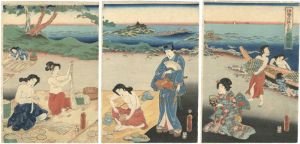 豊国三代「伊勢の海士長鮑制ノ図」
