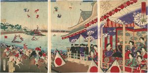 周延「上野不忍 競馬会之図」