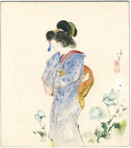 自筆色紙 けしの花