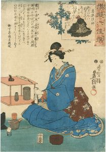 豊国三代「模擬六佳撰　喜撰法師」