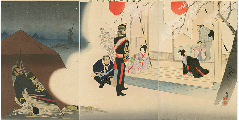 清親「征清軍休戦野営之夢」