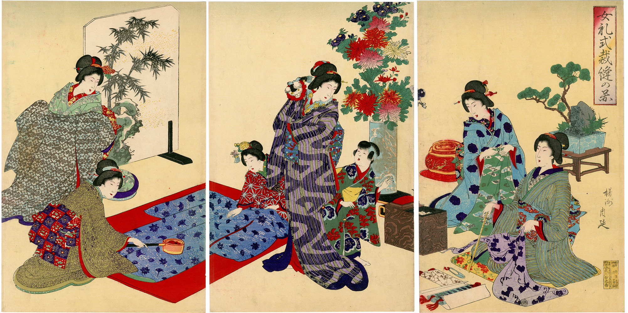 Chikanobu “Manners and Ceremonies for Women: Sewing ”