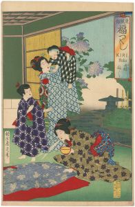 Chikanobu / Customs of the East, A Collection of Fuku Words/ Kirifuku [東風俗福つくし　霧ふく]