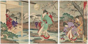 周延「江戸風俗 朧春花之夜桜」