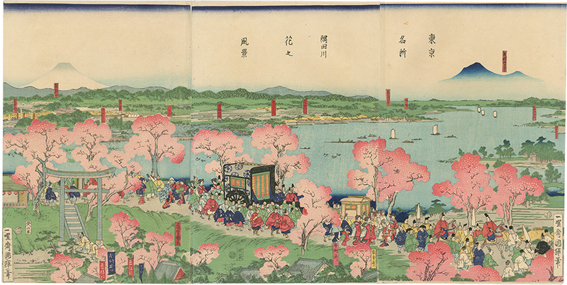 Kuniteru II “Famous Views of Tokyo :  Sumida River in Spring”