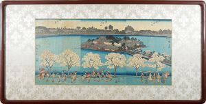 広重初代「東都不忍之池 中島弁財天之社 春の景」