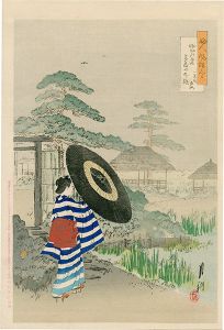 婦人風俗尽　堀切の雨や菖蒲の愛競 一茶庵雨路