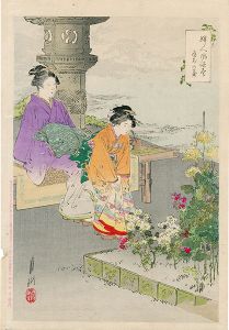 婦人風俗尽　庭前の菊