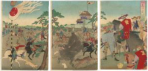 周延「温故東の花　第五篇 将軍家於小金原御猪狩之図」