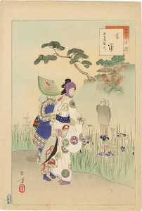 年方「三十六佳撰　菖蒲 延宝頃婦人」
