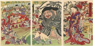 Kyosai / Newly Published: Daikokuten Playing Lottery [新版大黒天福引之図]