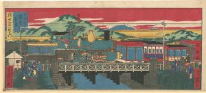 神戸名所の内　生田川鉄道蒸気
