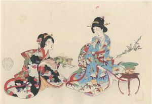 周延「婦人風俗　生花（仮題）」