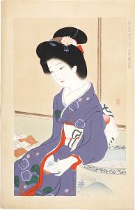 新浮世絵美人合　一月　賀留多