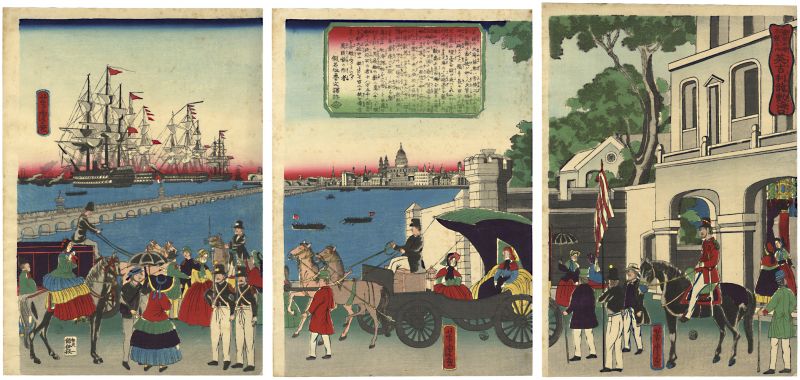 芳虎「蛮国名勝尽競之内　英吉利龍動海口」