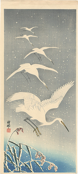 Ohara Koson(Shoson) “Egret in snow(tentative title)”