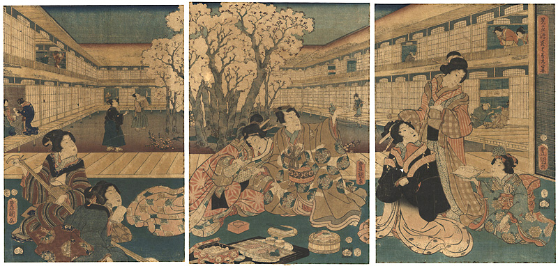 Toyokuni III “A Parody of the Hana no En Chapter in Genji”