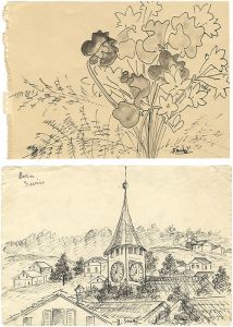 自筆画稿　ベルン　スイス／花