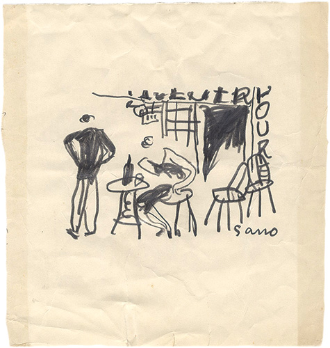 佐野繁次郎「自筆画稿　カフェ（仮題）」