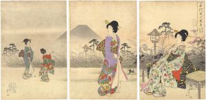 Chikanobu / Chiyoda Inner Palace / Evening Fuji from Fukiage [千代田之大奥　吹上の夕富士]