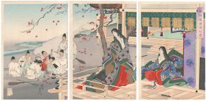 周延「林間煖酒焼紅葉」