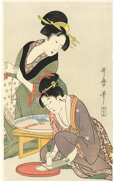 歌麿「料理をする母娘【復刻版】」
