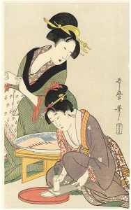 歌麿「料理をする母娘【復刻版】」