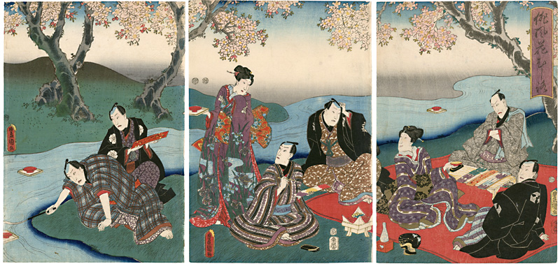 Toyokuni III “Poets on a Mat of Flowers”